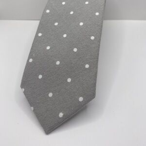 🔴SOLD🔴 Jack Sartori Italia Bespoke Men’s Tie - Gray and White Polka Dot Cotton